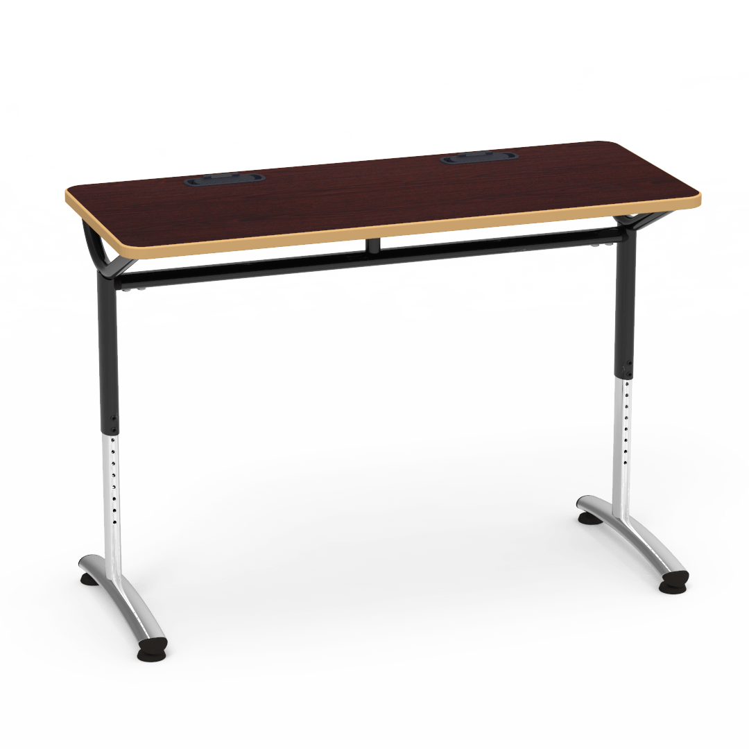 Virco TEXT Series Training Study Computer Desk Table with 2 Grommets 48"W x 20"D x 26"-34"H (TABLE-TE20488YADJGR2)