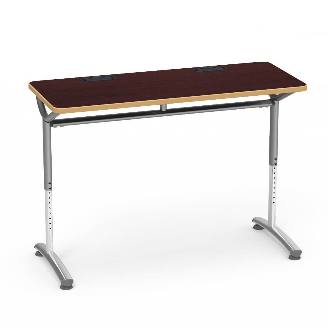 Virco TEXT Series Training Study Computer Desk Table with 2 Grommets 48"W x 20"D x 26"-34"H (TABLE-TE20488YADJGR2)