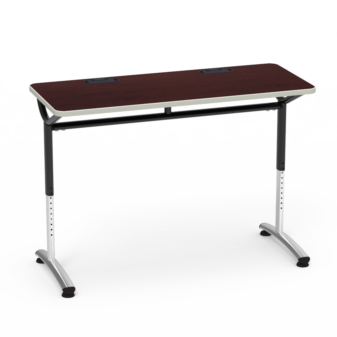 Virco TEXT Series Training Study Computer Desk Table with 2 Grommets 48"W x 20"D x 26"-34"H (TABLE-TE20488YADJGR2)