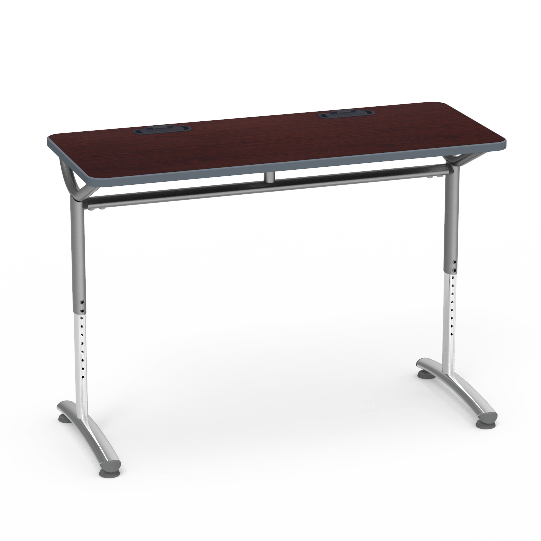 Virco TEXT Series Training Study Computer Desk Table with 2 Grommets 48"W x 20"D x 26"-34"H (TABLE-TE20488YADJGR2)