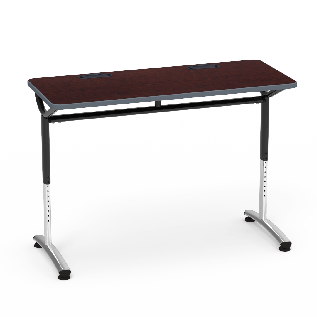 Virco TEXT Series Training Study Computer Desk Table with 2 Grommets 48"W x 20"D x 26"-34"H (TABLE-TE20488YADJGR2)