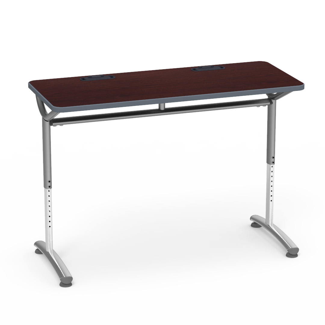 Virco TEXT Series Training Study Computer Desk Table with 2 Grommets 48"W x 20"D x 26"-34"H (TABLE-TE20488YADJGR2)
