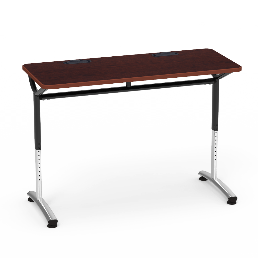 Virco TEXT Series Training Study Computer Desk Table with 2 Grommets 48"W x 20"D x 26"-34"H (TABLE-TE20488YADJGR2)