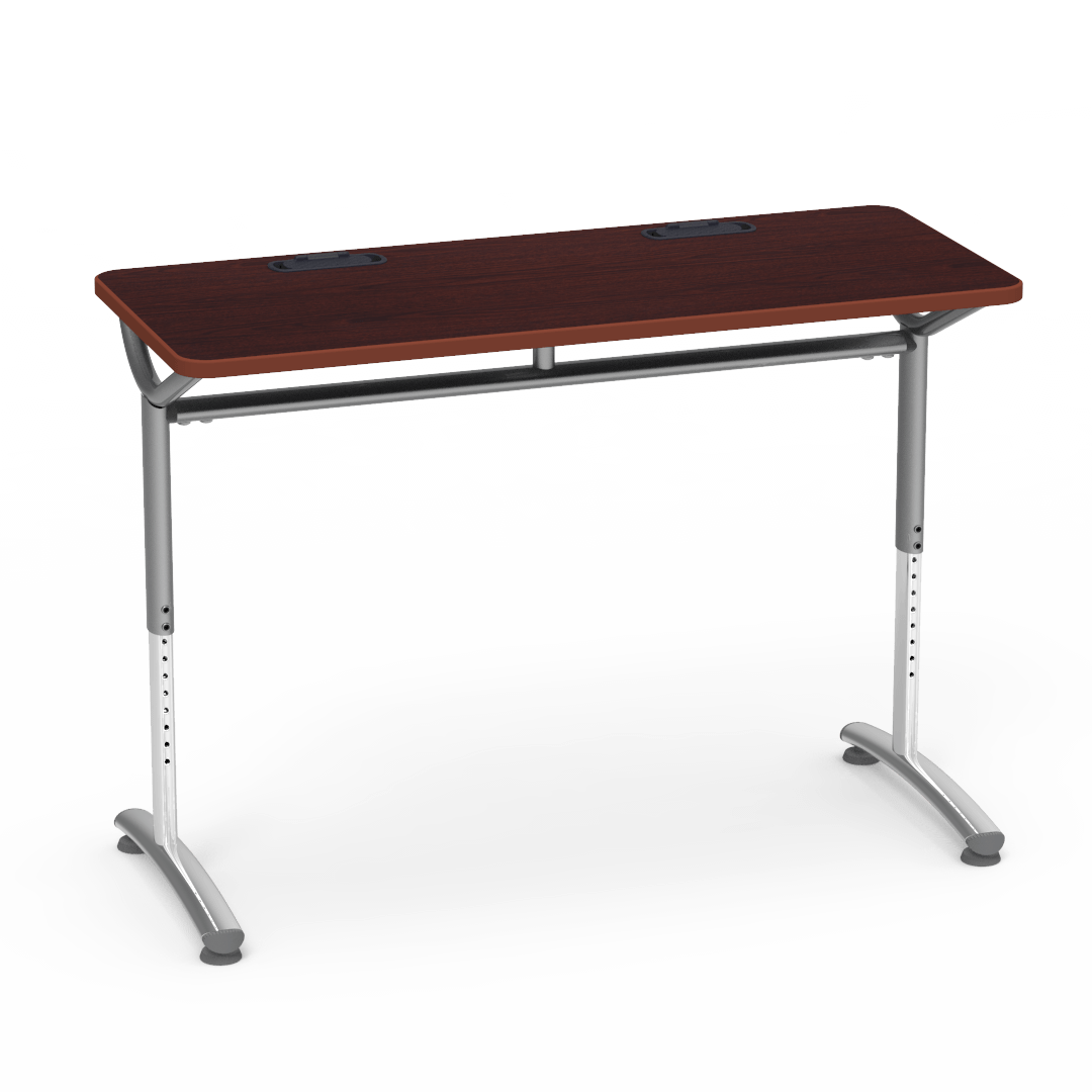 Virco TEXT Series Training Study Computer Desk Table with 2 Grommets 48"W x 20"D x 26"-34"H (TABLE-TE20488YADJGR2)