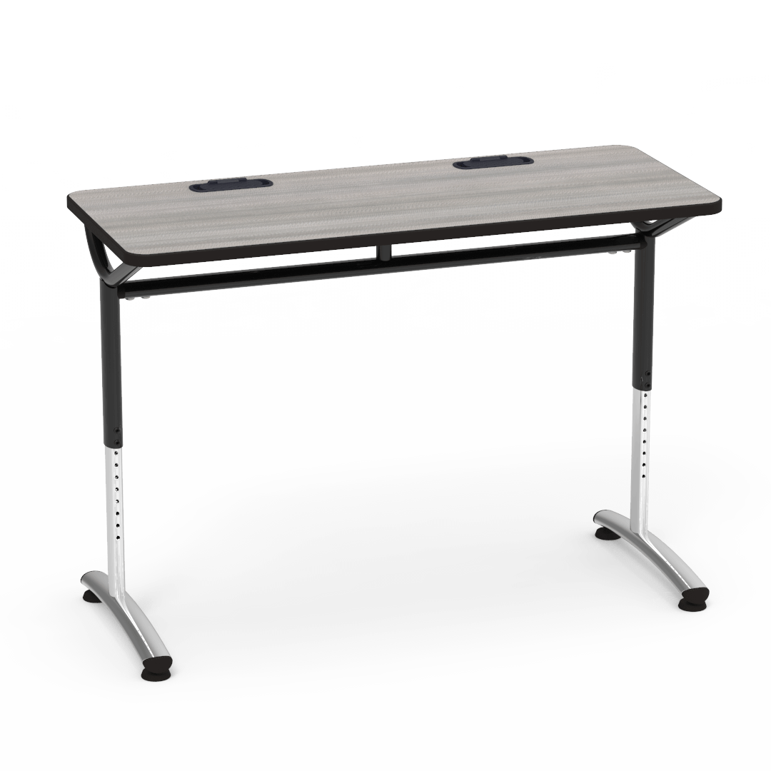 Virco TEXT Series Training Study Computer Desk Table with 2 Grommets 48"W x 20"D x 26"-34"H (TABLE-TE20488YADJGR2)