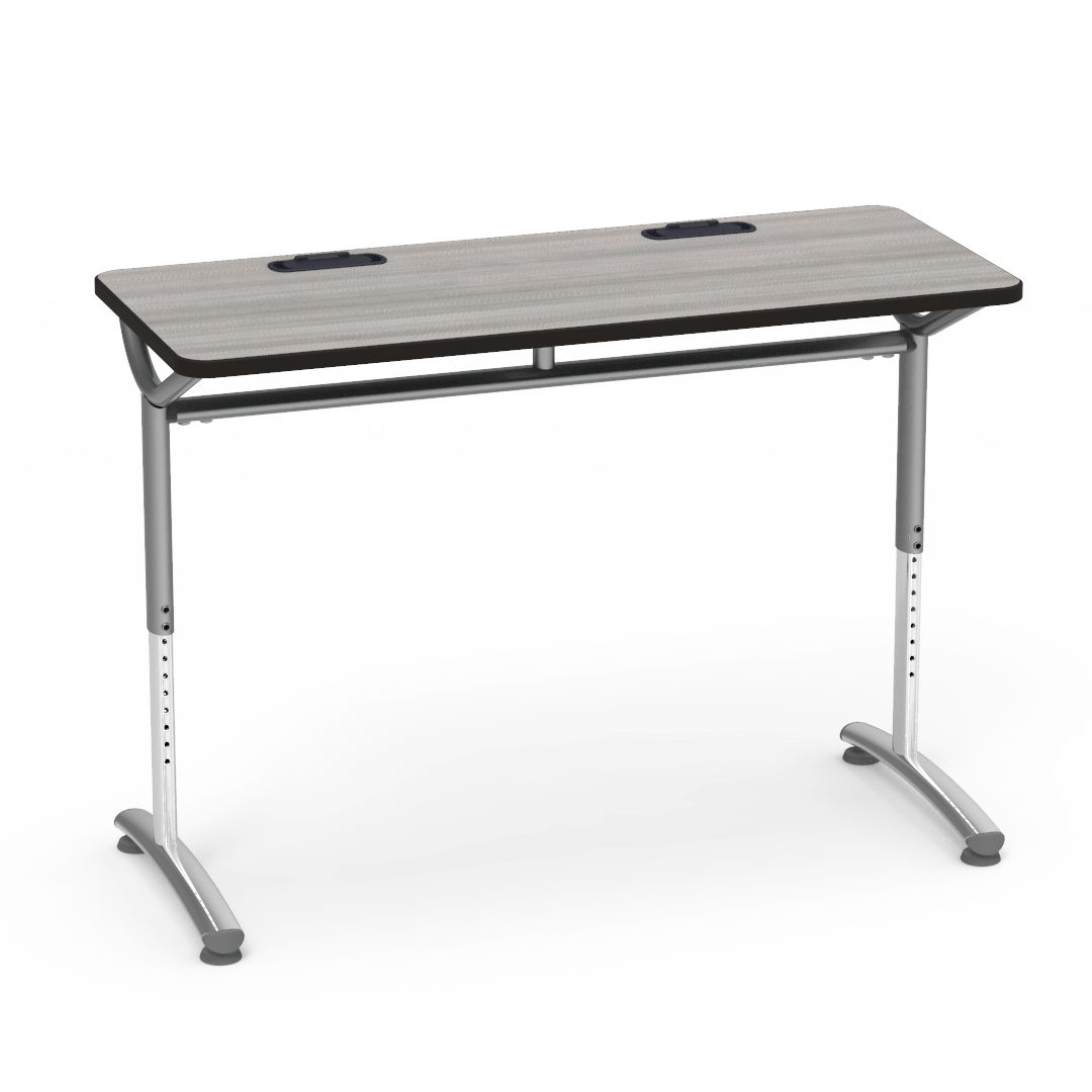 Virco TEXT Series Training Study Computer Desk Table with 2 Grommets 48"W x 20"D x 26"-34"H (TABLE-TE20488YADJGR2)