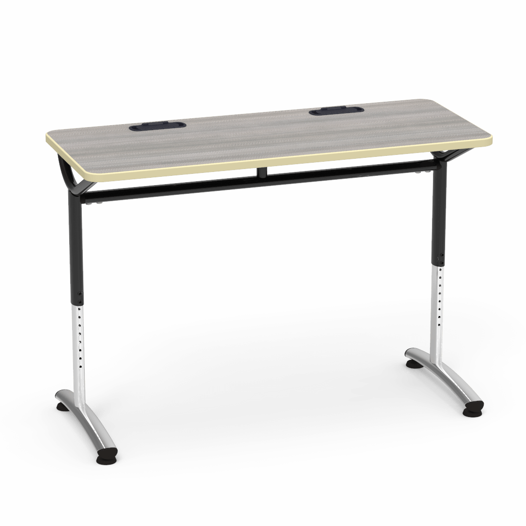Virco TEXT Series Training Study Computer Desk Table with 2 Grommets 48"W x 20"D x 26"-34"H (TABLE-TE20488YADJGR2)
