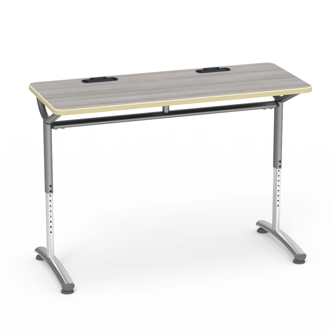 Virco TEXT Series Training Study Computer Desk Table with 2 Grommets 48"W x 20"D x 26"-34"H (TABLE-TE20488YADJGR2)