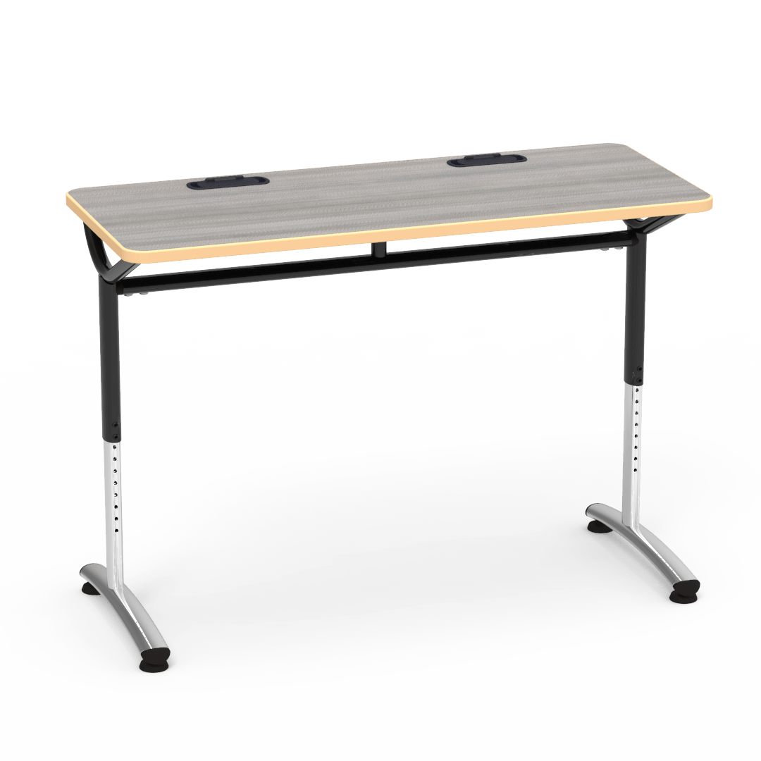 Virco TEXT Series Training Study Computer Desk Table with 2 Grommets 48"W x 20"D x 26"-34"H (TABLE-TE20488YADJGR2)