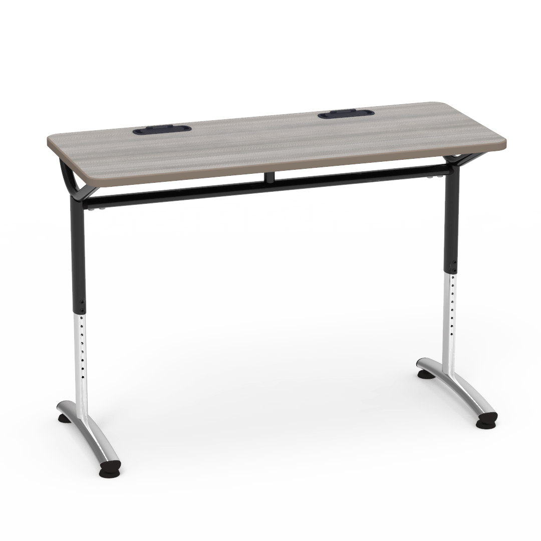 Virco TEXT Series Training Study Computer Desk Table with 2 Grommets 48"W x 20"D x 26"-34"H (TABLE-TE20488YADJGR2)