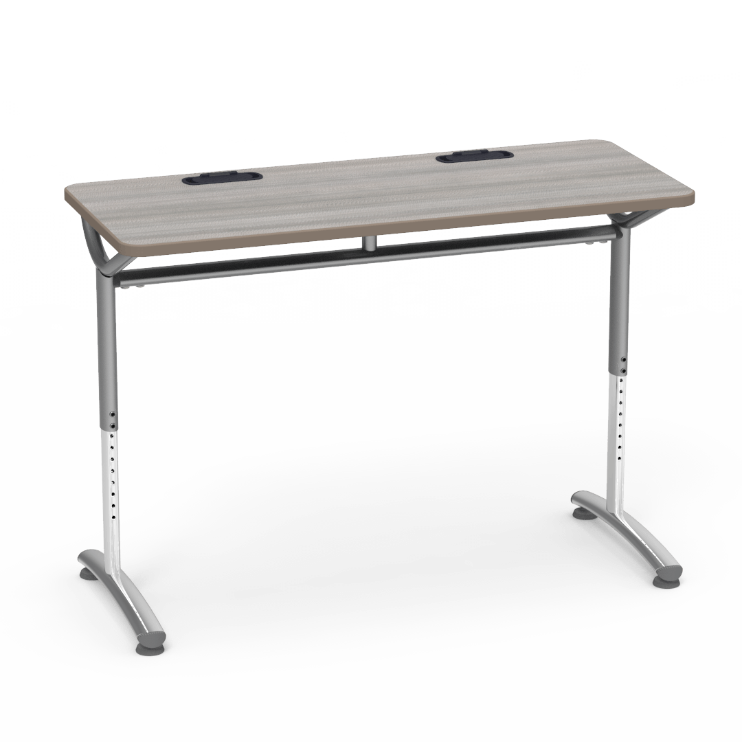 Virco TEXT Series Training Study Computer Desk Table with 2 Grommets 48"W x 20"D x 26"-34"H (TABLE-TE20488YADJGR2)