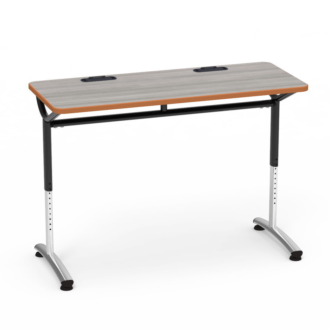 Virco TEXT Series Training Study Computer Desk Table with 2 Grommets 48"W x 20"D x 26"-34"H (TABLE-TE20488YADJGR2)