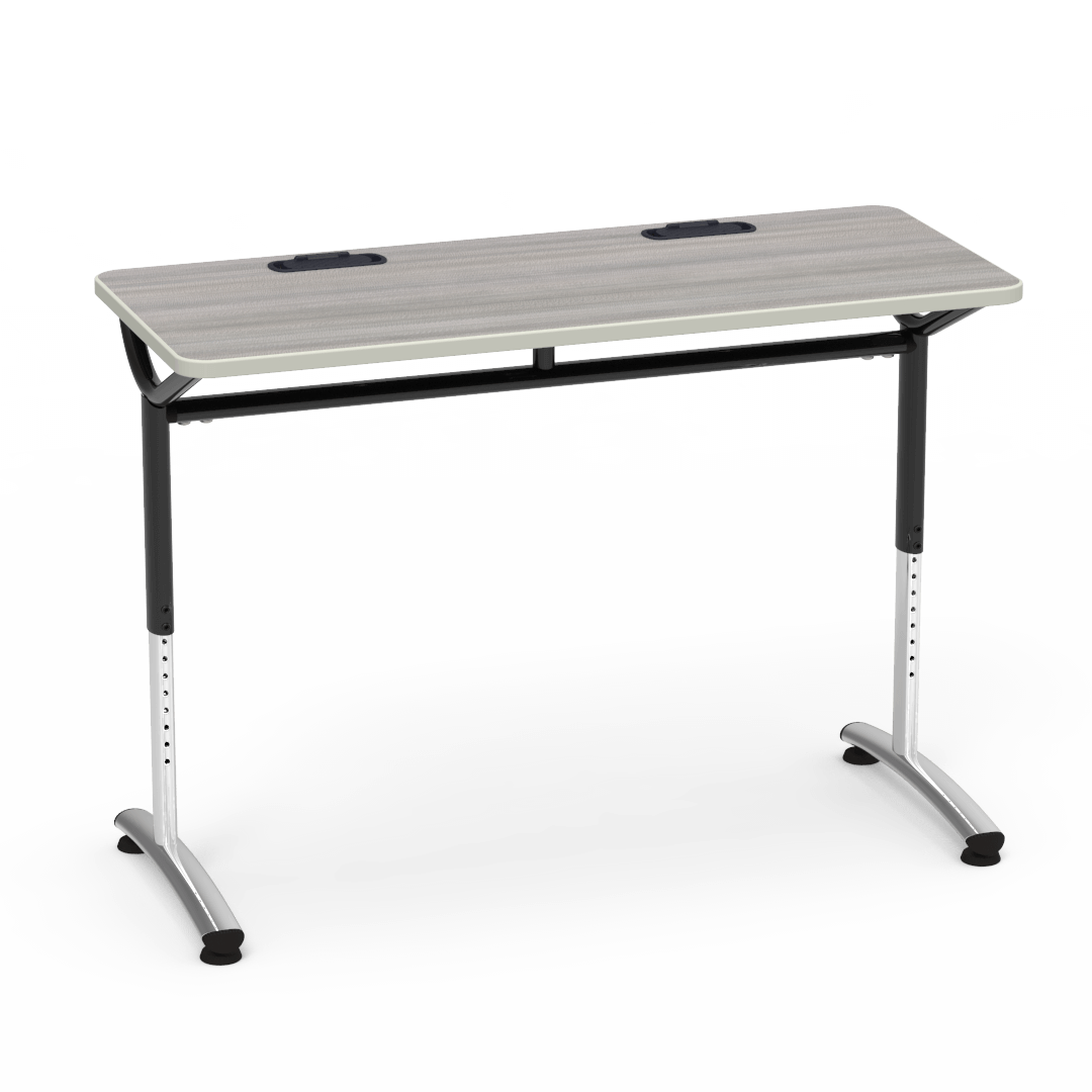 Virco TEXT Series Training Study Computer Desk Table with 2 Grommets 48"W x 20"D x 26"-34"H (TABLE-TE20488YADJGR2)