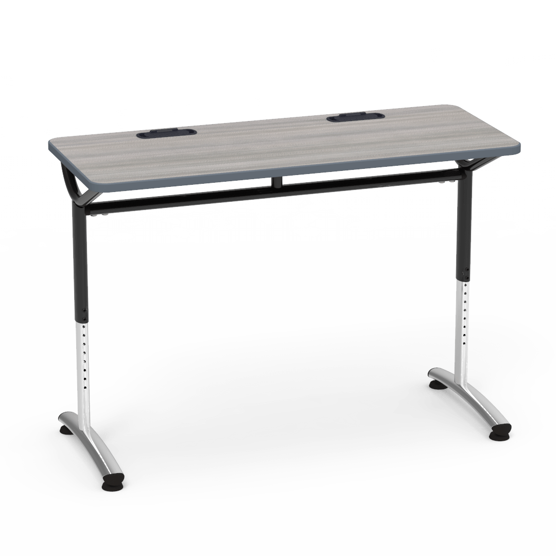 Virco TEXT Series Training Study Computer Desk Table with 2 Grommets 48"W x 20"D x 26"-34"H (TABLE-TE20488YADJGR2)