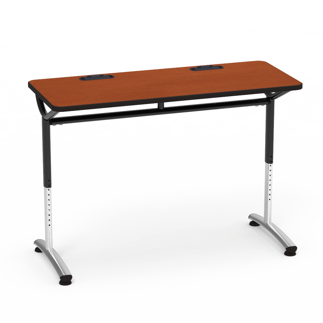 Virco TEXT Series Training Study Computer Desk Table with 2 Grommets 48"W x 20"D x 26"-34"H (TABLE-TE20488YADJGR2)