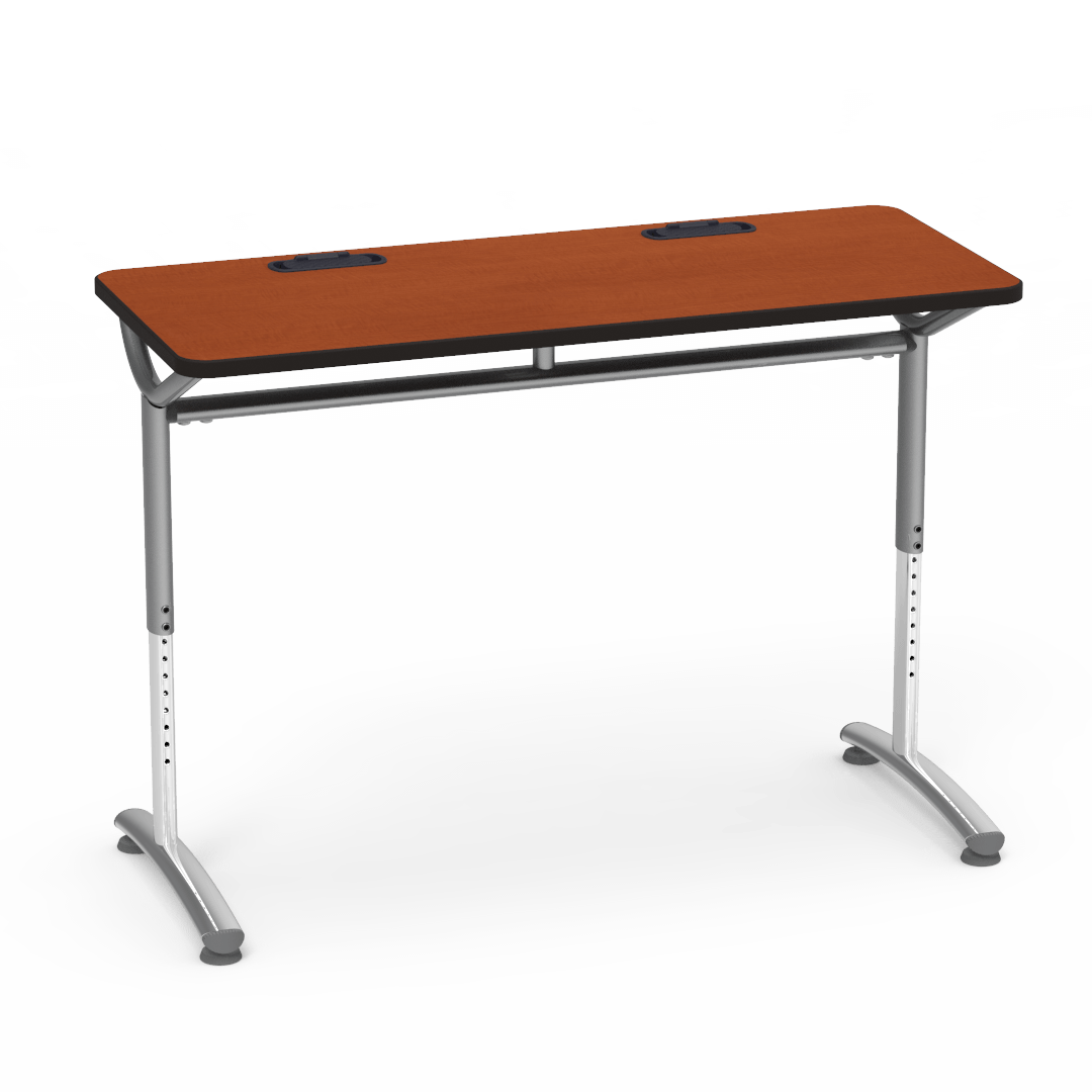 Virco TEXT Series Training Study Computer Desk Table with 2 Grommets 48"W x 20"D x 26"-34"H (TABLE-TE20488YADJGR2)