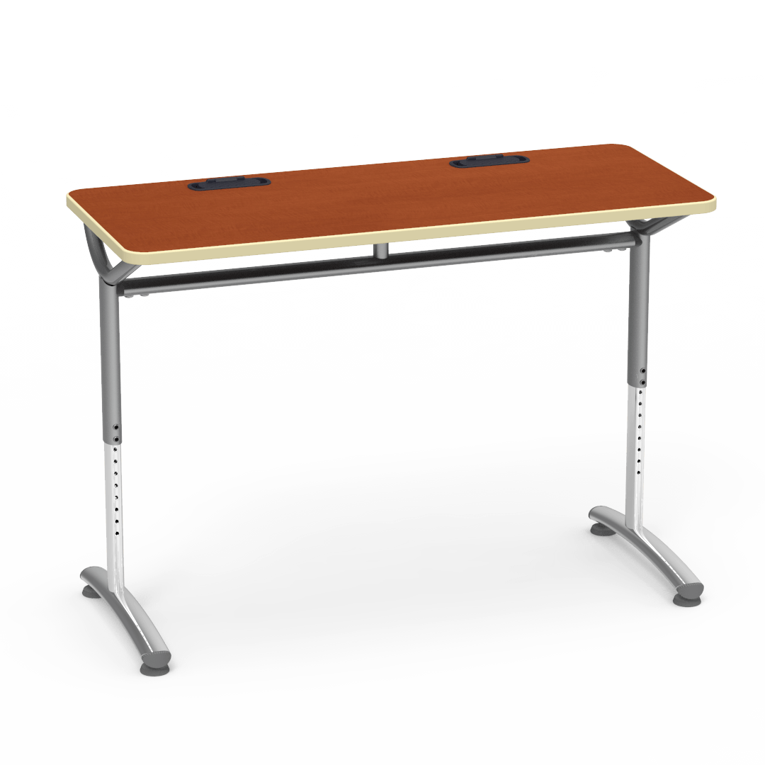 Virco TEXT Series Training Study Computer Desk Table with 2 Grommets 48"W x 20"D x 26"-34"H (TABLE-TE20488YADJGR2)