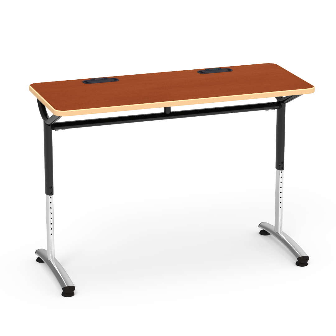 Virco TEXT Series Training Study Computer Desk Table with 2 Grommets 48"W x 20"D x 26"-34"H (TABLE-TE20488YADJGR2)