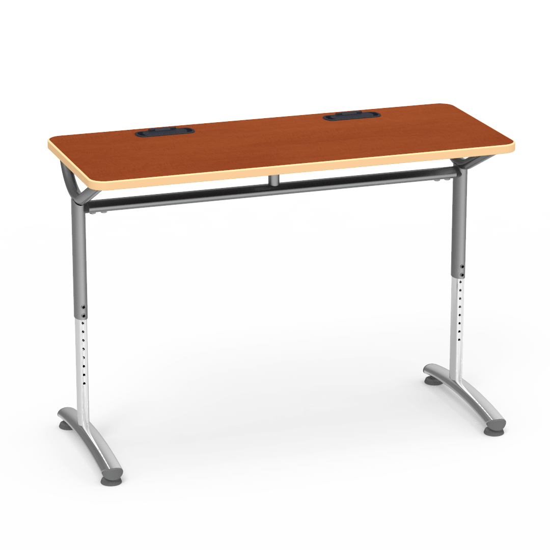 Virco TEXT Series Training Study Computer Desk Table with 2 Grommets 48"W x 20"D x 26"-34"H (TABLE-TE20488YADJGR2)