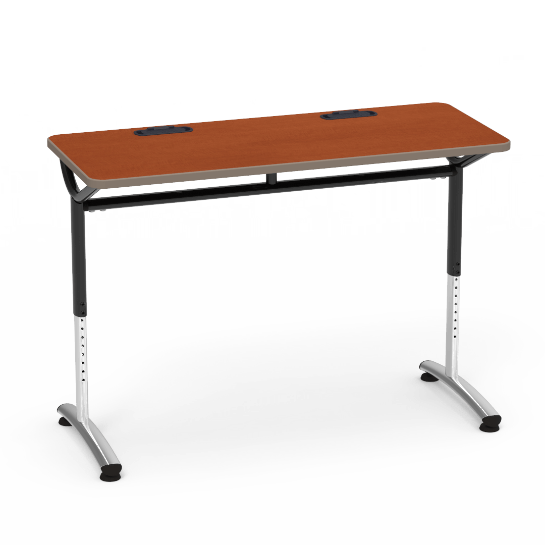 Virco TEXT Series Training Study Computer Desk Table with 2 Grommets 48"W x 20"D x 26"-34"H (TABLE-TE20488YADJGR2)