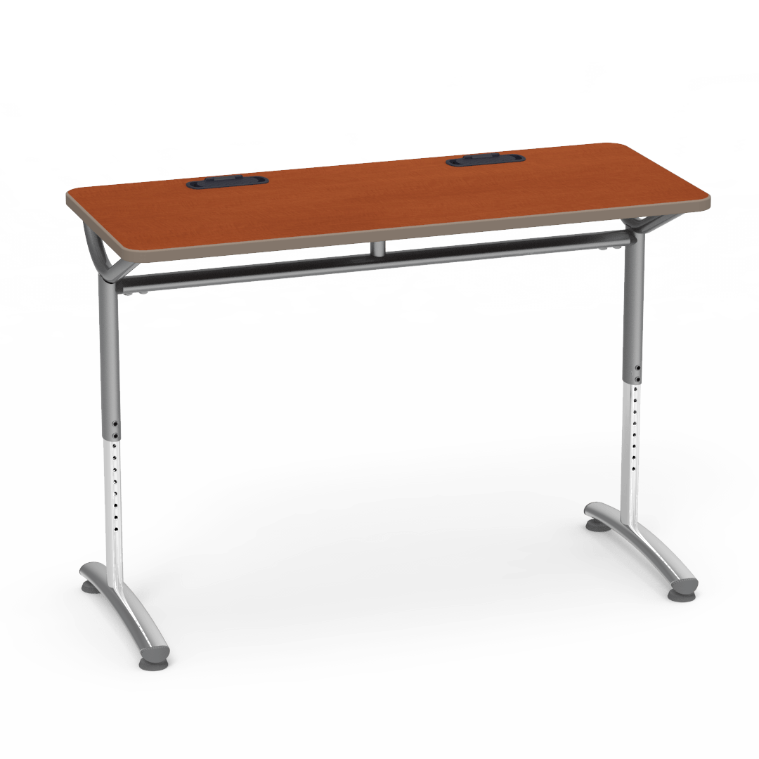 Virco TEXT Series Training Study Computer Desk Table with 2 Grommets 48"W x 20"D x 26"-34"H (TABLE-TE20488YADJGR2)