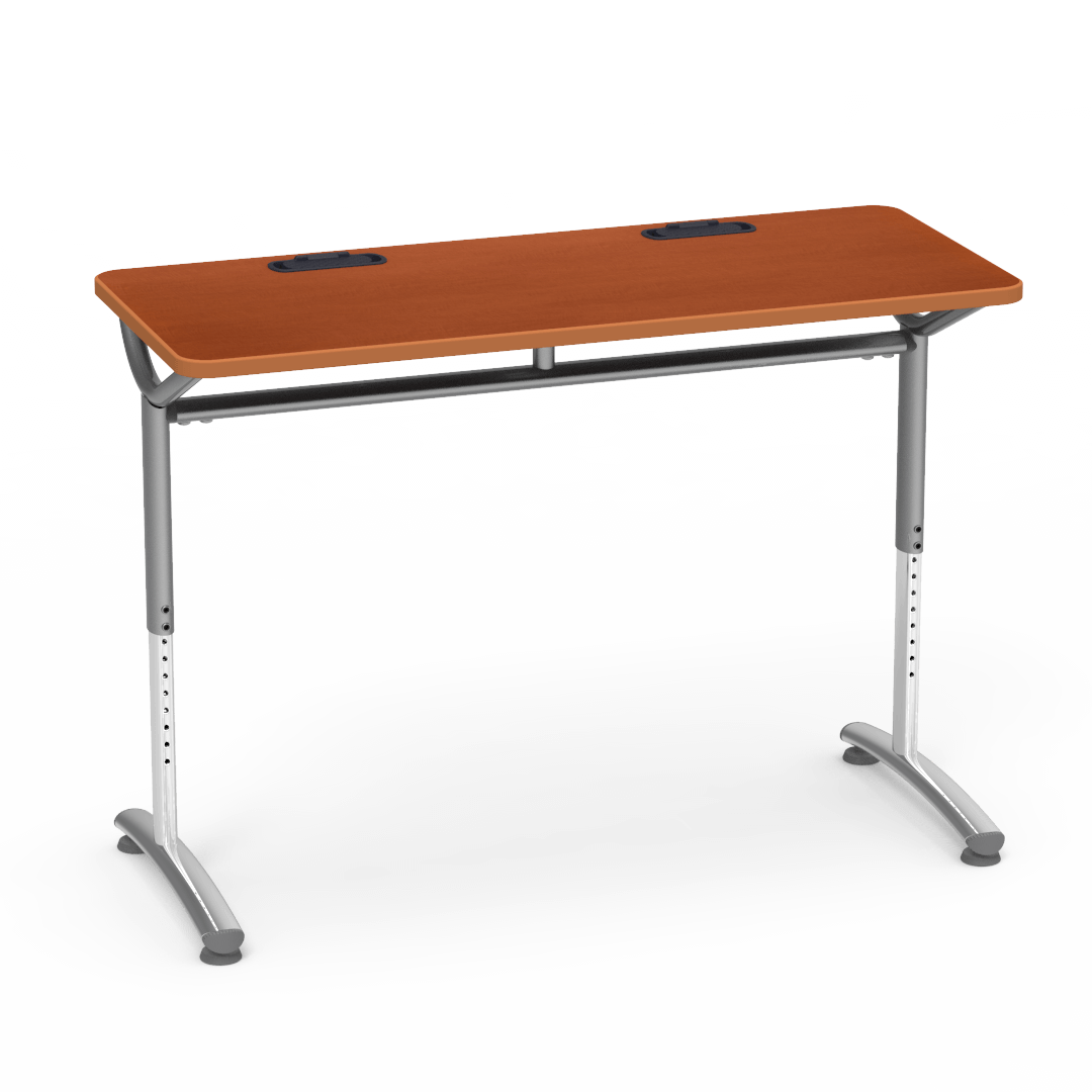 Virco TEXT Series Training Study Computer Desk Table with 2 Grommets 48"W x 20"D x 26"-34"H (TABLE-TE20488YADJGR2)
