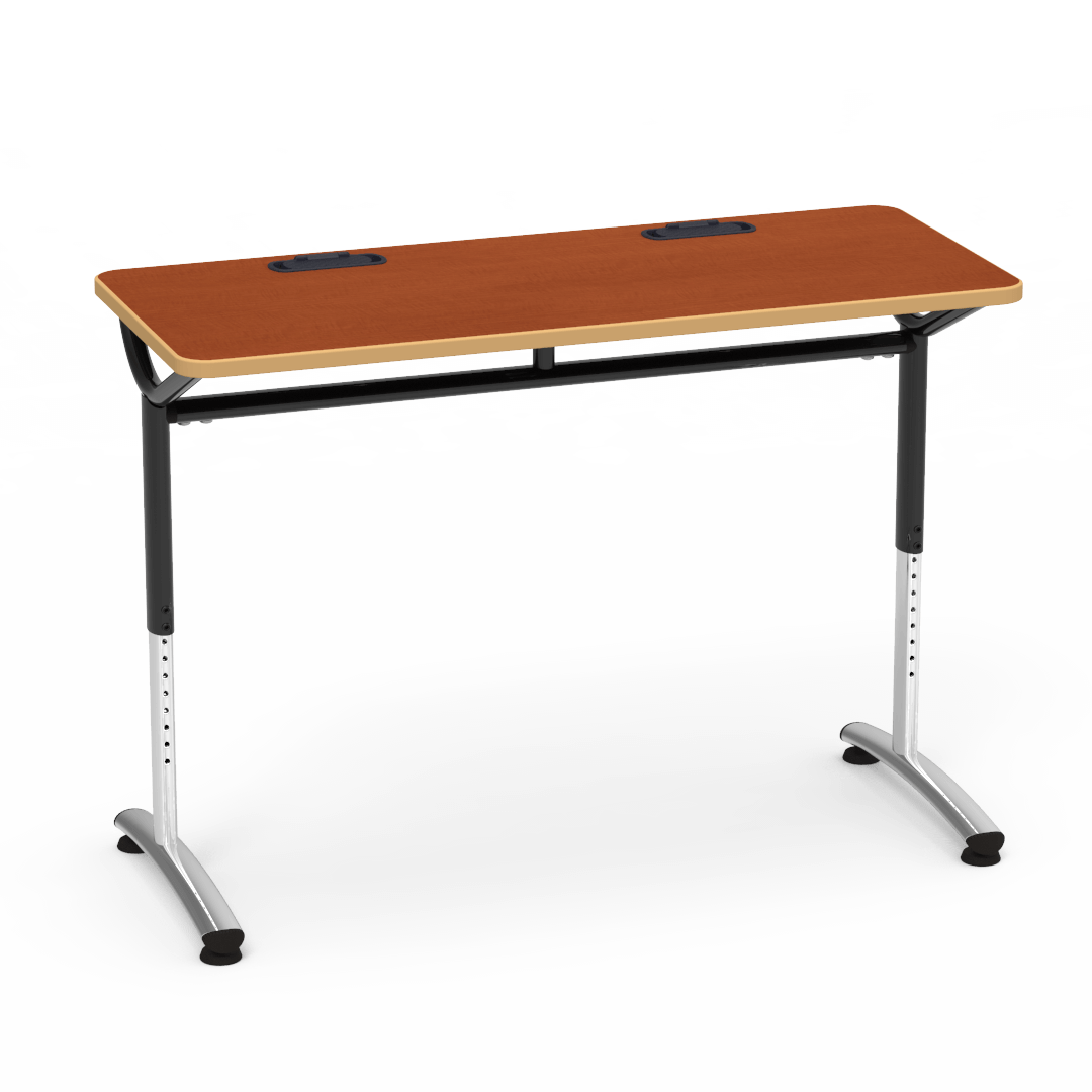 Virco TEXT Series Training Study Computer Desk Table with 2 Grommets 48"W x 20"D x 26"-34"H (TABLE-TE20488YADJGR2)