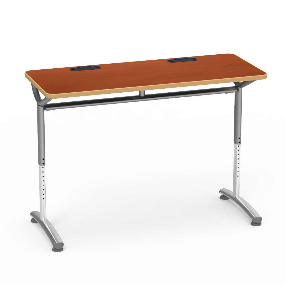 Virco TEXT Series Training Study Computer Desk Table with 2 Grommets 48"W x 20"D x 26"-34"H (TABLE-TE20488YADJGR2)