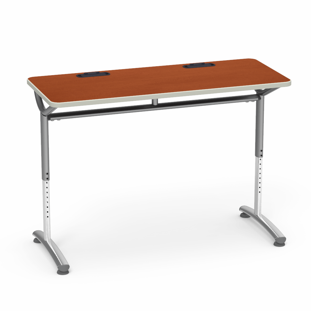 Virco TEXT Series Training Study Computer Desk Table with 2 Grommets 48"W x 20"D x 26"-34"H (TABLE-TE20488YADJGR2)