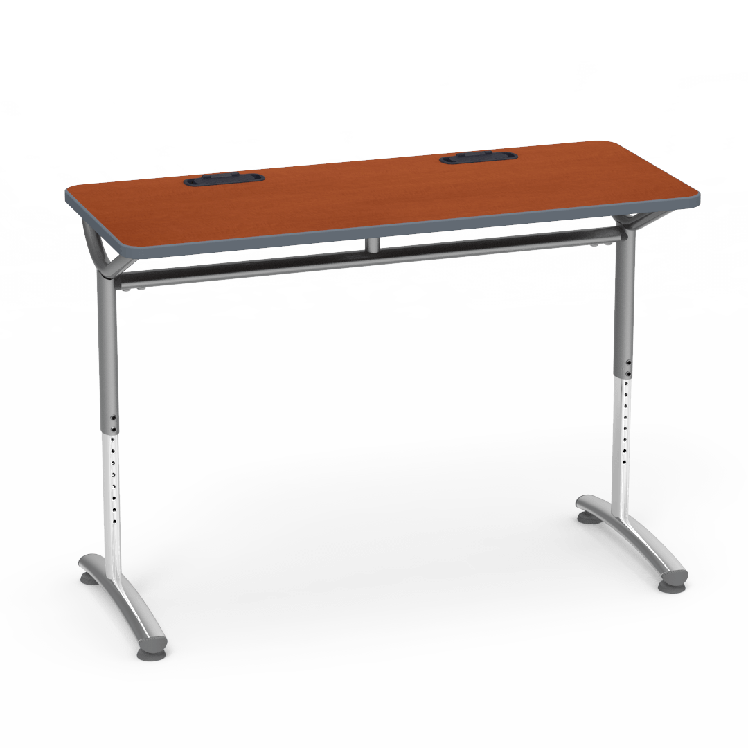 Virco TEXT Series Training Study Computer Desk Table with 2 Grommets 48"W x 20"D x 26"-34"H (TABLE-TE20488YADJGR2)