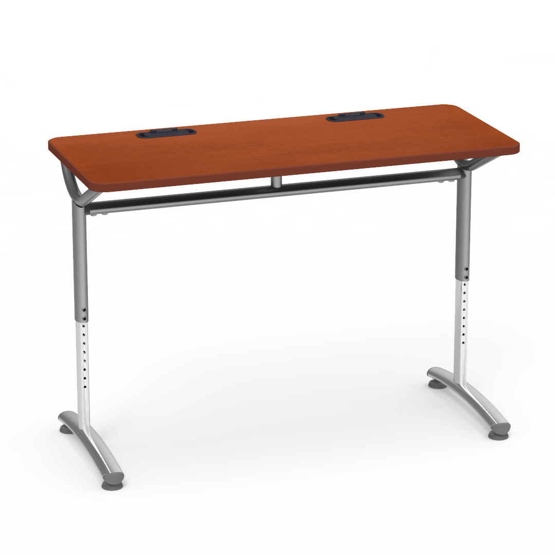 Virco TEXT Series Training Study Computer Desk Table with 2 Grommets 48"W x 20"D x 26"-34"H (TABLE-TE20488YADJGR2)