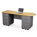 Allied Teacher Desk Double Pedestal Bullet Top Mobile Classroom Desk - 70