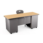 Allied Mobile Double Pedestal Teacher & Administrator Desk with Lockable Storage - 67