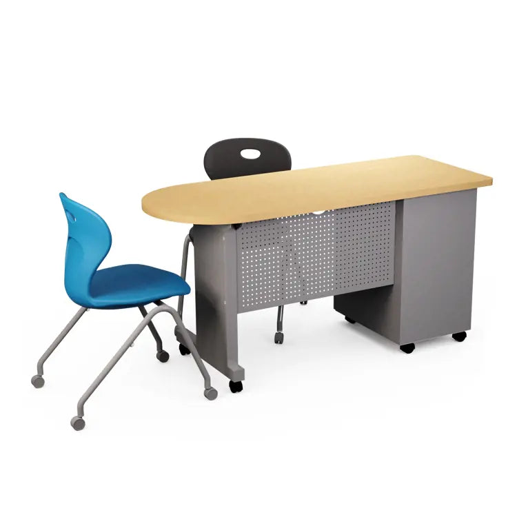 Allied Velocity Teacher Desk Single Pedestal Bullet Top Mobile Classroom Workstation - 60"W x 24"D x 30"H (ALD-MTSP2460BLT)