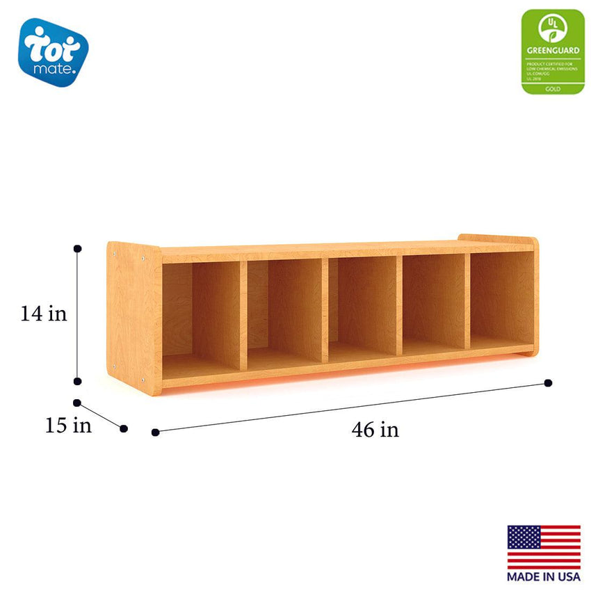 Tot Mate 5 - Compartment Book Cubby Bench with Integrated Seating 46"W x 15"D x 14"H Assembled (TOT - TM2185A) - SchoolOutlet