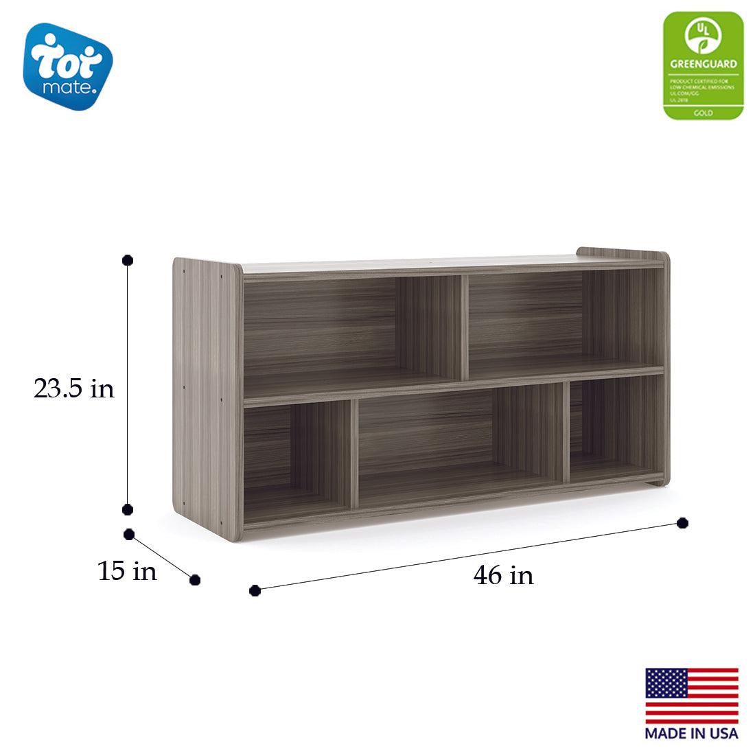 Tot Mate 5 - Compartment Daycare Cube Storage Shelf 46"W x 15"D x 23.5"H Unassemble (TOT - TM2202R) - SchoolOutlet