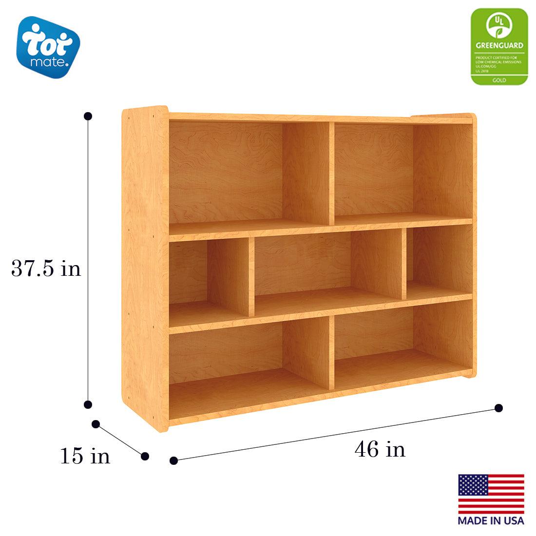 Tot Mate 7 - Compartment School - Age Cube Storage Shelf 46"W x 15"D x 37.5"H Assembled (TOT - TM2206A) - SchoolOutlet