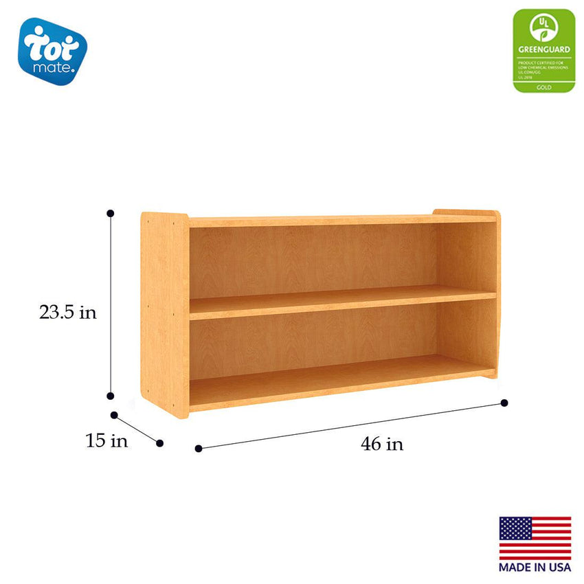 Tot Mate Large 2 - Tier Toddler Open Storage Shelf 46"W x 15"D x 23.5"H Unassemble (TOT - TM2302R) - SchoolOutlet