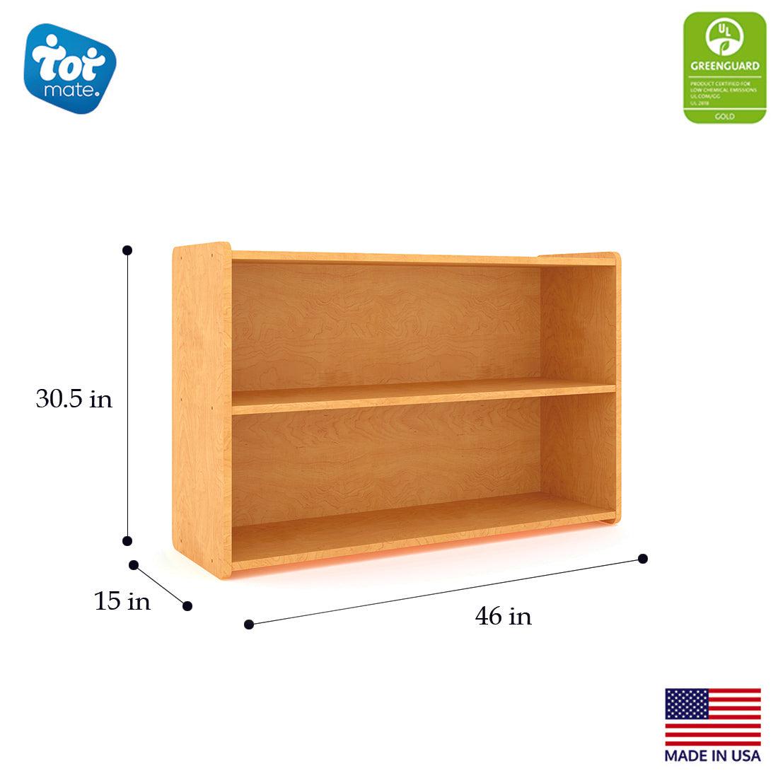 Tot Mate Large 2 - Tier Preschool Open Storage Shelf 46"W x 15"D x 30.5"H Unassemble (TOT - TM2304R) - SchoolOutlet