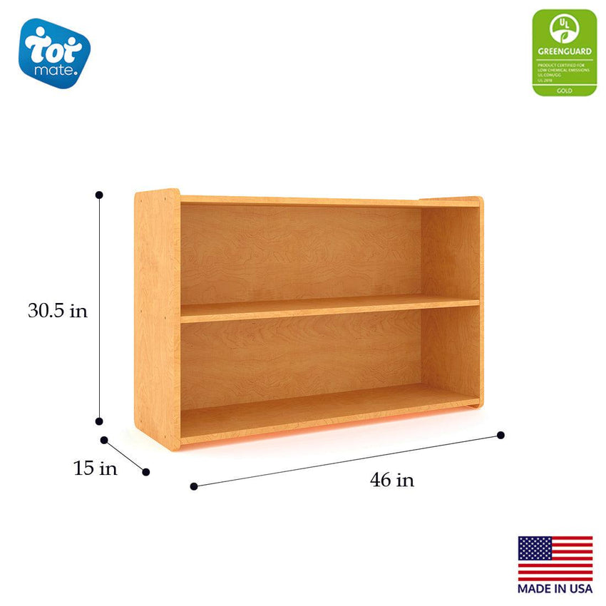 Tot Mate Large 2 - Tier Preschool Open Storage Shelf 46"W x 15"D x 30.5"H Unassemble (TOT - TM2304R) - SchoolOutlet