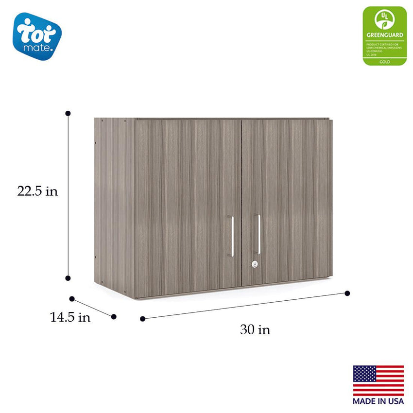 Tot Mate Small 2 - Level Locking Wall Storage Cabinet 30"W x 14.5"D x 22.5"H Assembled (TOT - TM2313A) - SchoolOutlet