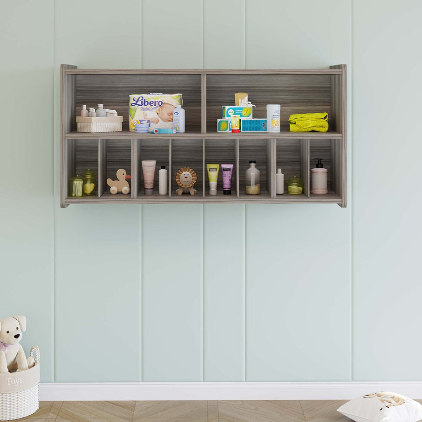 Tot Mate Multi - Compartment Wall Diaper Storage Cabinet 46"W x 15"D x 23.5"H Assembled (TOT - TM2336A) - SchoolOutlet