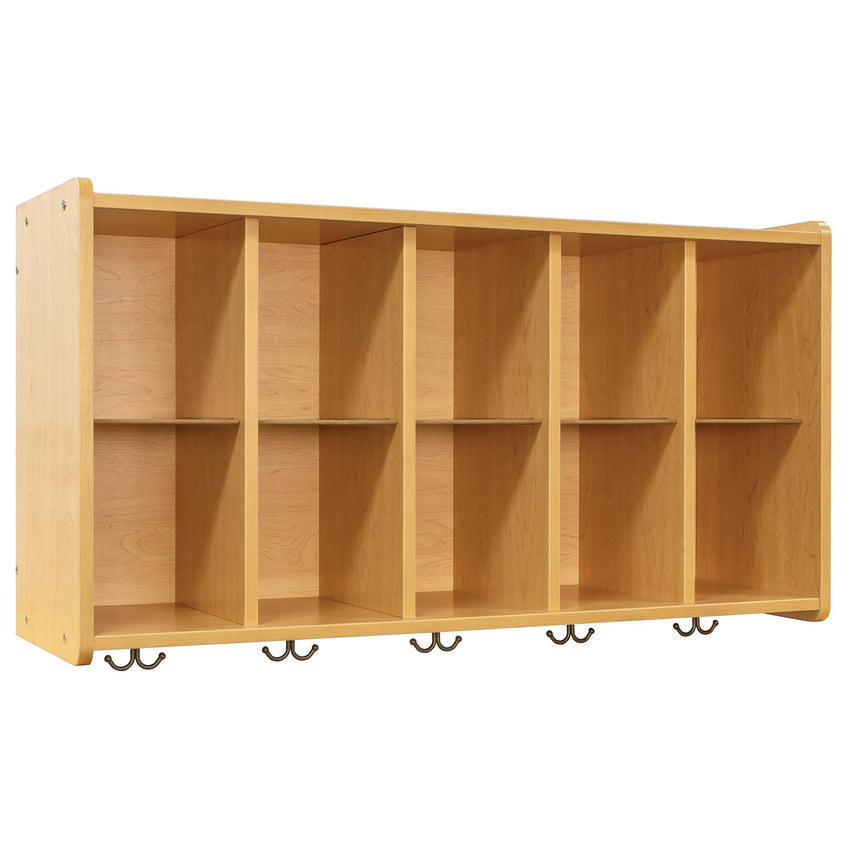Tot Mate Customizable 10 - Compartment Wall Storage Cubbies with Hooks 46"W x 15"D x 26"H Unassemble (TOT - TM2410R) - SchoolOutlet