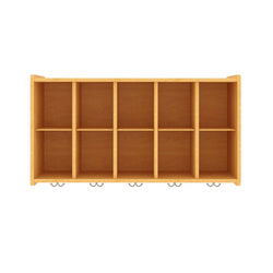 Tot Mate Customizable 10-Compartment Wall Storage Cubbies with Hooks 46"W x 15"D x 26"H Unassemble (TOT-TM2410R)