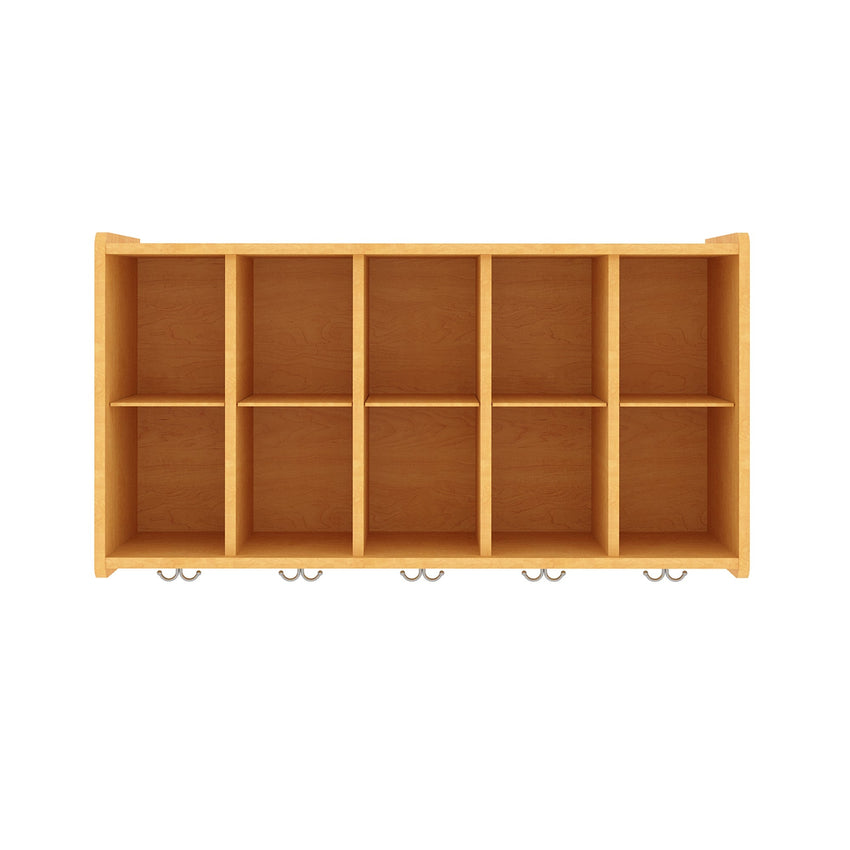 Tot Mate Customizable 10 - Compartment Wall Storage Cubbies with Hooks 46"W x 15"D x 26"H Unassemble (TOT - TM2410R) - SchoolOutlet