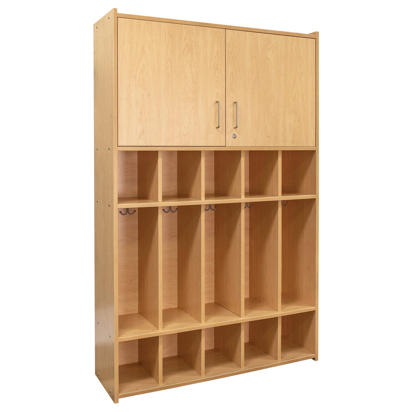 Tot Mate 4 - Tier Kids' Locker with Locking Cabinet & Shoe Cubbies 46"W x 15"D x 71.5"H (TOT - TM2431A) - SchoolOutlet