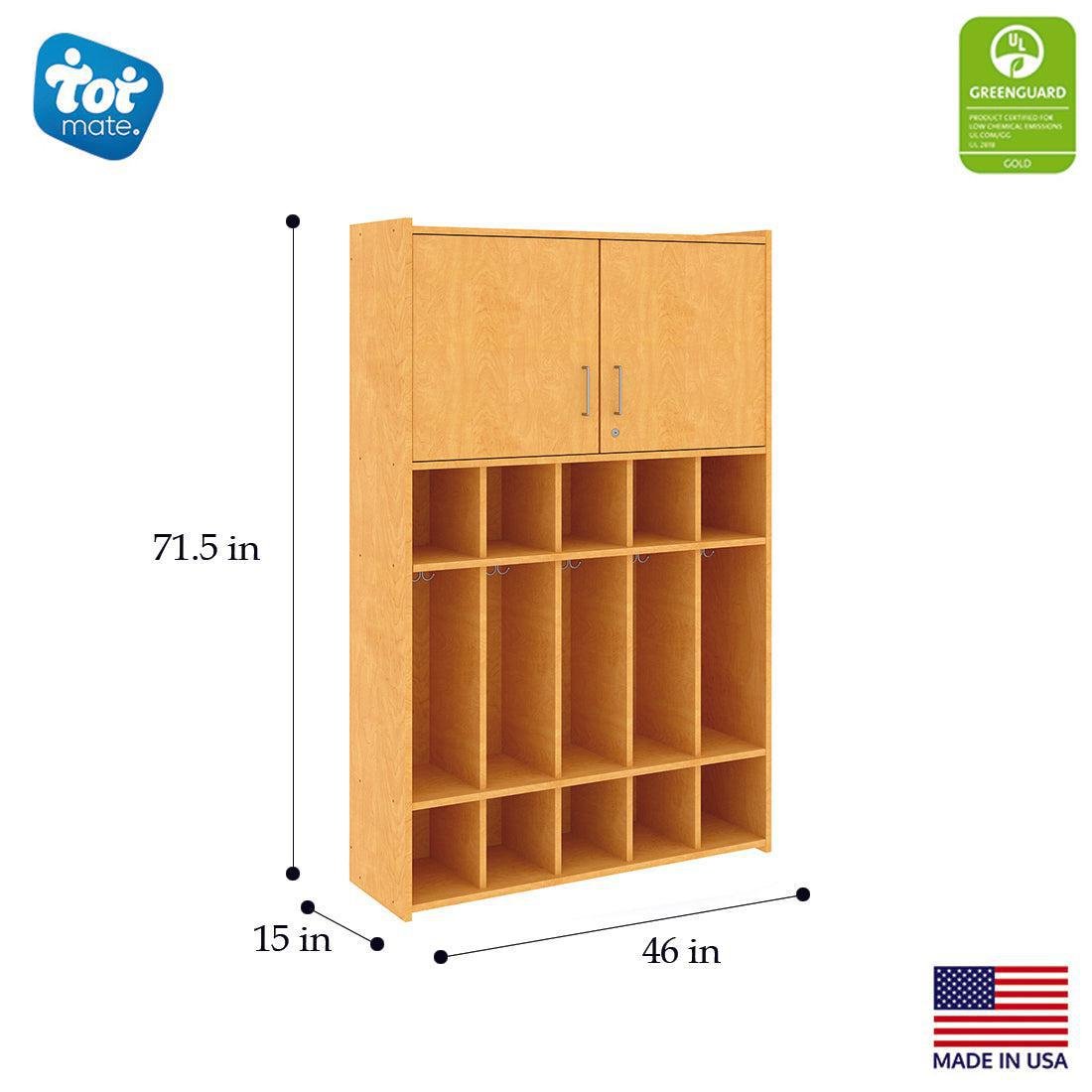 Tot Mate 4 - Tier Kids' Locker with Locking Cabinet & Shoe Cubbies 46"W x 15"D x 71.5"H (TOT - TM2431A) - SchoolOutlet