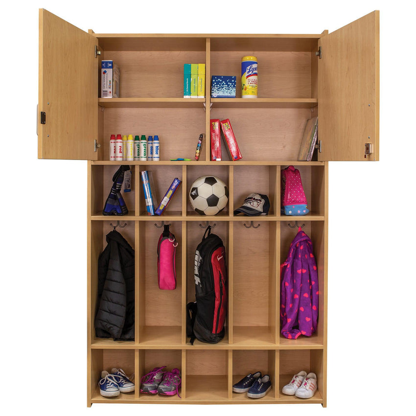 Tot Mate 4 - Tier Kids' Locker with Locking Cabinet & Shoe Cubbies 46"W x 15"D x 71.5"H (TOT - TM2431A) - SchoolOutlet