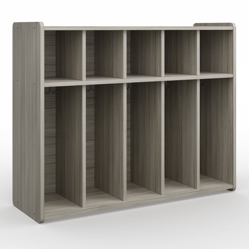 Tot Mate 2 - Tier Toddler Floor Locker with 5 Sections & Cubbies 46"W x 15"D x 37.5"H Assembled (TOT - TM2432A) - SchoolOutlet