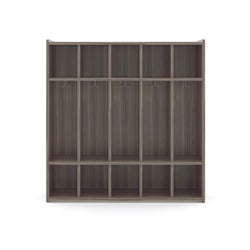 Tot Mate 3-Tier Preschool Floor Locker with 5 Sections & Shoe Cubbies 46"W x 15"D x 47.5"H Assembled (TOT-TM2433A)